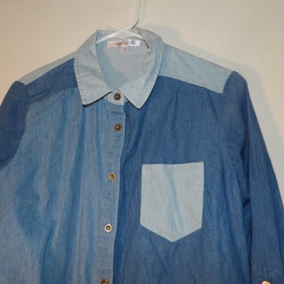 Serengeti Patchwork Look Button Down Shirt Sz M - Picture 2 of 7